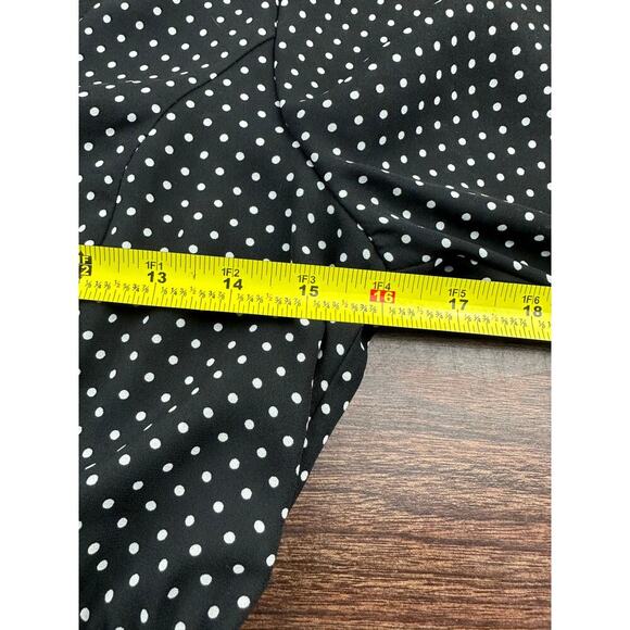 Forever 21 Mini Dress Size M Polka Dot Longsleeve Fit n Flare Open Back Black - Picture 14 of 16